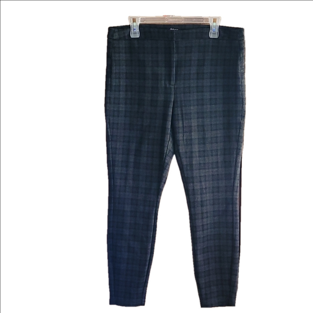 Reitmans Black/Grey Plaid Skinny Dress Pants Size 14 Zipper with Hook and Bar